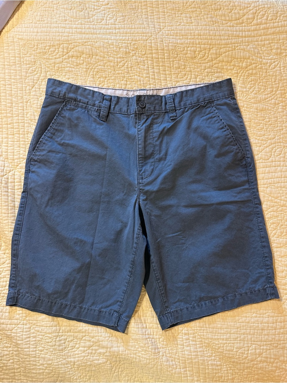 Men’s Sonoma Slate Blue Flat-Front Chino Shorts-36 Waist